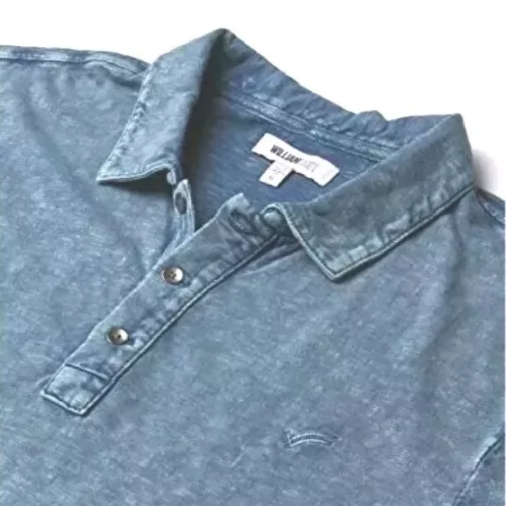 William Rast Polo Shirt Woman Large Preppy Academia Office Work Casual Sky Blue